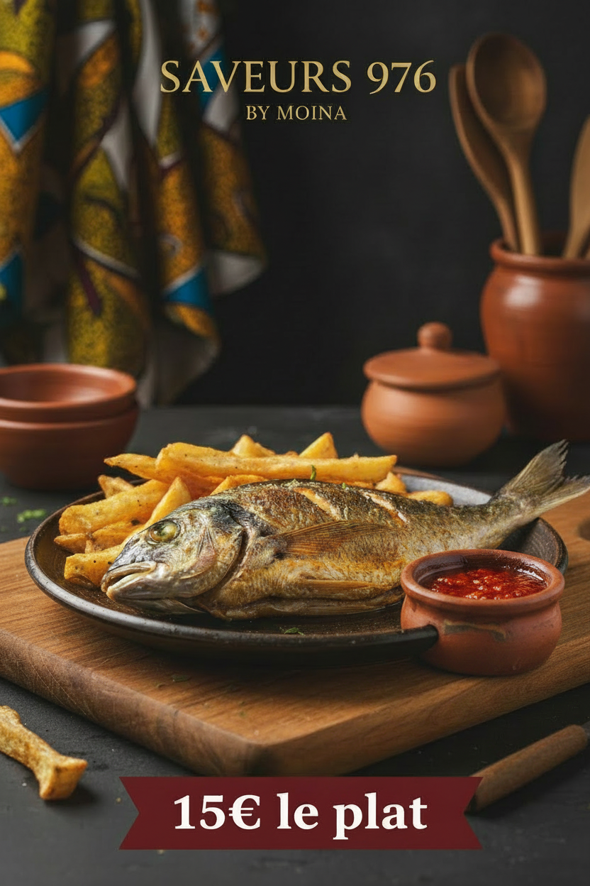 Affiche Dorade braisée, frites de manioc et pot de piment - SAVEURS 976 BY MOINA